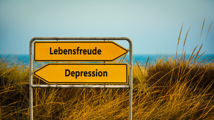 Signposts the direct way to happiness versus depression