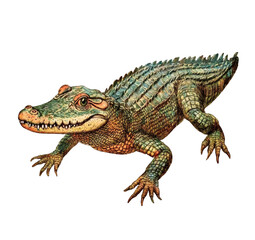 Naklejka premium Detailed Illustration of a Crocodile