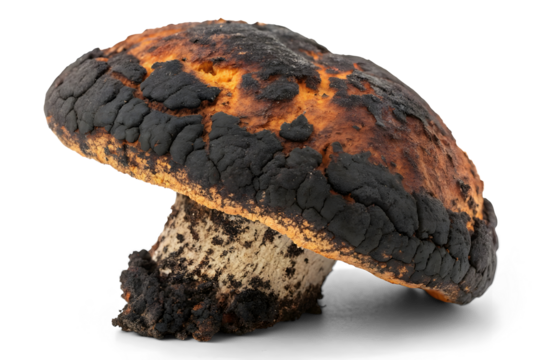 Chaga healthy vitality mushroom, Inonotus obliquus, isolated on white or transparent background