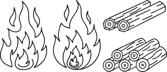 Barbecue Flames with Charcoal fire Flat Vector Illustration for Grill and Cookout