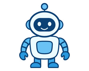Cute Friendly Robot Icon – Artificial Intelligence Vector