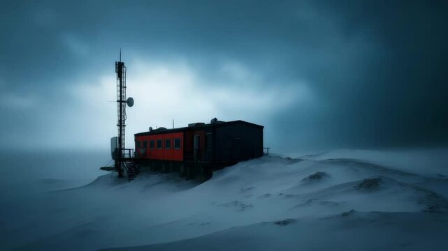 Remote research station shrouded in winter storm reveals resilience and isolation in harsh landscape