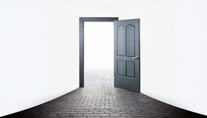 open door on white background