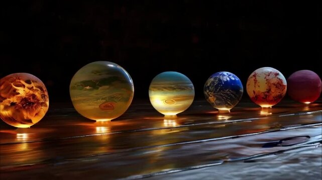 Planets gather in the solar system amidst glowing stars in a vibrant cosmic atmosphere