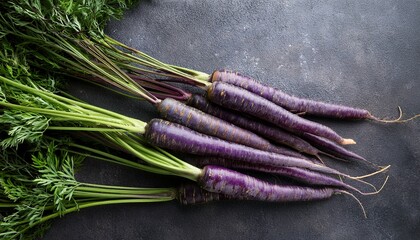 vibrant purple carrots on concrete minimalist food photography for healthy eating campaigns organic farming promotion fresh produce advertising and spring events