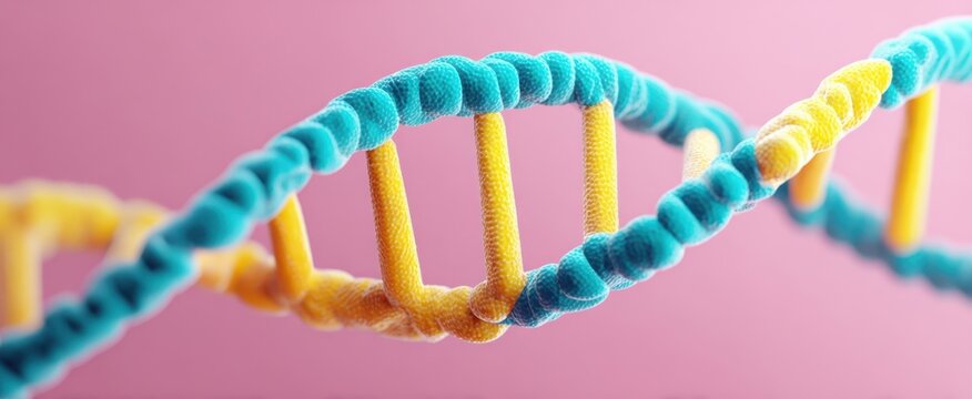 The Colorful Structure of a DNA Helix on a Soft Pink Background