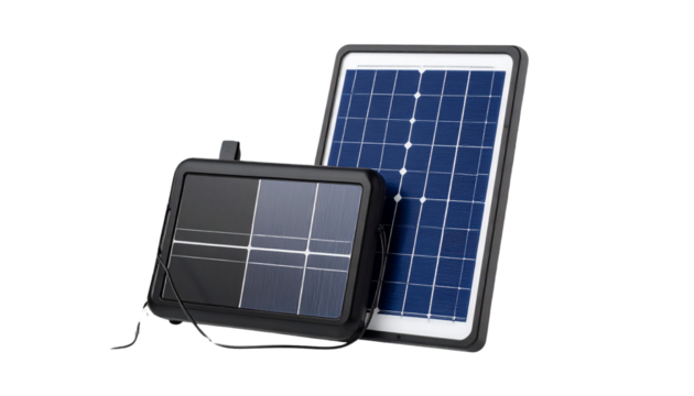 Portable Solar Device Charger in Outdoor Adventure isolated on white background.
 - Powered by Adobe