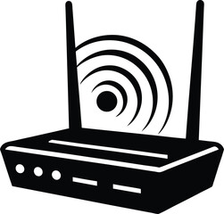 WiFi Shield Emitting Encrypted Signal vector silhouette illustration
