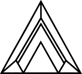 Abstract geometric triangle illustration featuring concentric shapes in bold black lines on a white background suitable for design concepts