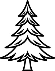 Elegant black outline christmas tree vector illustration perfect for holiday designs and festive decorations ideal for greetings cards and web graphics