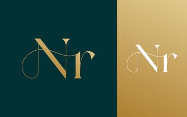 Initial letter NR RN logo design vector illustration for couple, wedding, and business