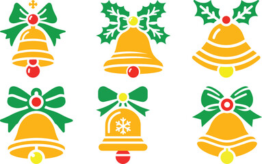 Merry Christmas jingle bell bundle icon vector art illustration