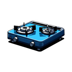 Fototapeta premium Modern blue two burner gas stovetop illustration