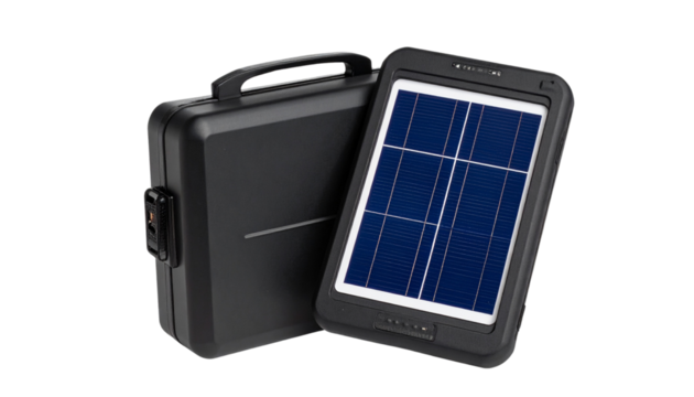 Portable Solar Device Charger in Outdoor Adventure isolated on transparent background.
