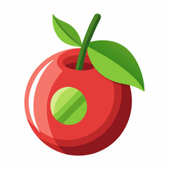 red apple with leaf