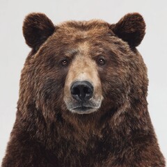 Grizzly bear portrait, close-up view of a majestic grizzly bear's face