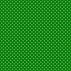 White polka dot seamless pattern on classic green background with repeating dots