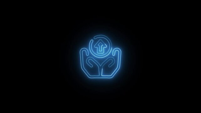 Glowing Growth and Symbol in HD Video Neon Animation on Black Background