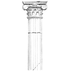 Broken column with classic antique marble capital with stippled effect