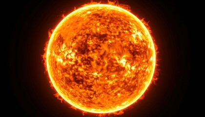 Fiery Sun with Space Background.