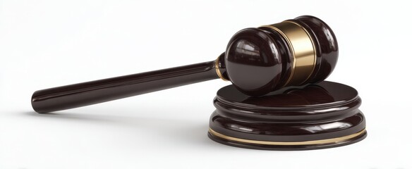 The gavel symbolizing justice in a courtroom setting