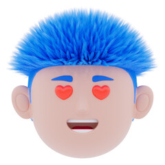 Happy Face Expression Emoji in love 3d icon in cartoon plastic style minimal isolated on transparent white background, clipping path	
