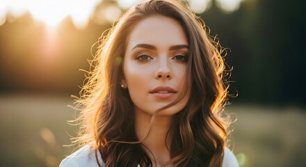 Portrait of a Young Woman with Golden Hour Sunlight