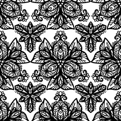 250636 black line floral scribble seamless repeat pattern, seamless floral scribble pattern background, motifs floral hand drawn, scribble style, ogee pattern, design for seamless floral pattern, 