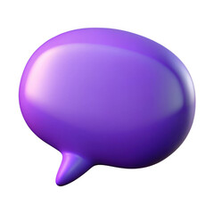3d purple speech bubble isolated on transparent background