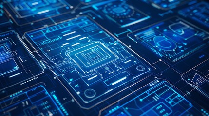 Close-up view of intricate digital circuit designs.