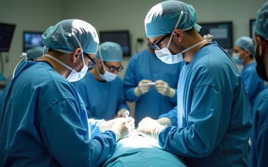 Medical procedure in the cathlab performing by the male surgeon. High quality