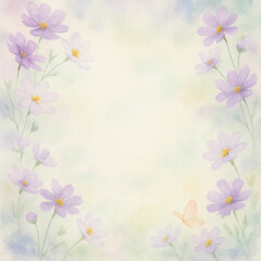 soft cosmos flowers watercolor background