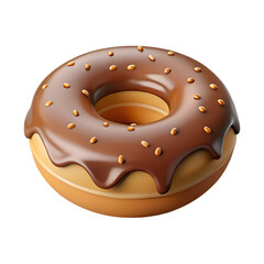 3d chocolate donut isolated on white