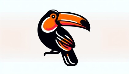 Naklejka premium Vibrant Toucan Illustration with Orange Beak