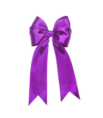 Purple Satin Ribbon Bow on Transparent Background