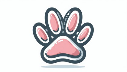 Pink and Gray Cartoon Paw Print Illustration