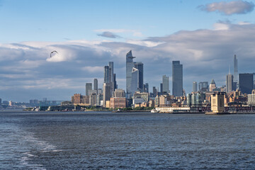 Tall office and apartment buidlings along the waterfront in Manhattan from Soho towards Hudson Yards