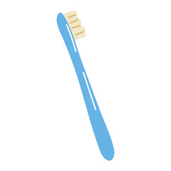 Daily dental care routine with a blue toothbrush on a white background