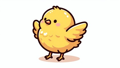 Fototapeta premium Cute Yellow Baby Chick Cartoon Illustration