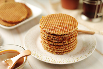 Stroopwafel, a thin, round cookie popular throughout the Netherlands