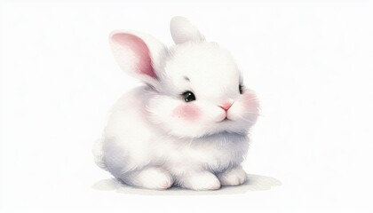 Obraz premium Adorable Fluffy White Rabbit Illustration