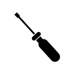 Screwdriver Icon – Minimalist Black and White Tool Symbol.