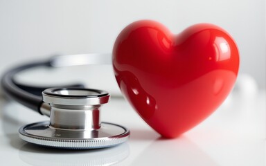 Red heart and a stethoscope. High quality
