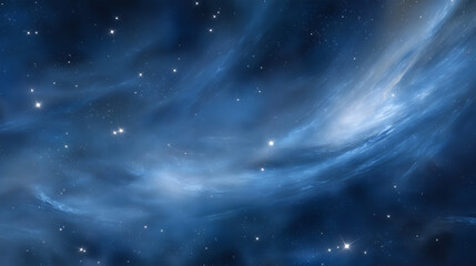 Fototapeta premium Serene Cosmic Blue Space with Nebulae and Stars Background