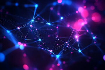 Futuristic Neon Hexagon Network Pattern in Blue & Purple – High-Tech Digital Grid Design

