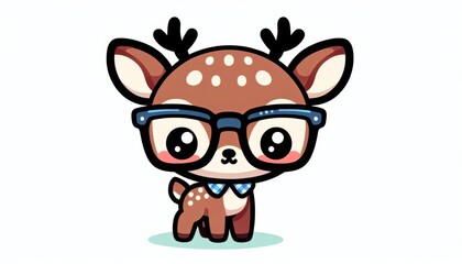 Fototapeta premium Cute Cartoon Deer with Glasses