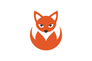 Geometric Fox Emblem A Minimalist and Modern Design Depicting a Stylized Fox Head and Tail Curled into a Circular Shape
