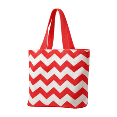 Stylish Reusable Tote Bag with Red and White Chevron Pattern for Eco-Friendly Shopping and Daily Use Transparent background or png
