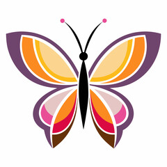 Stylized Butterfly Icon Design with Delicate Wings on a White Background