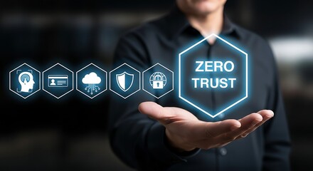 Data Protection With Zero Trust Concept in Cyber Defense. Encrypted Digital Protection With Zero Trust Cyber SolutionConcept of Zero Trust for Risk-Based Access Control ,Zero Trust strategies .